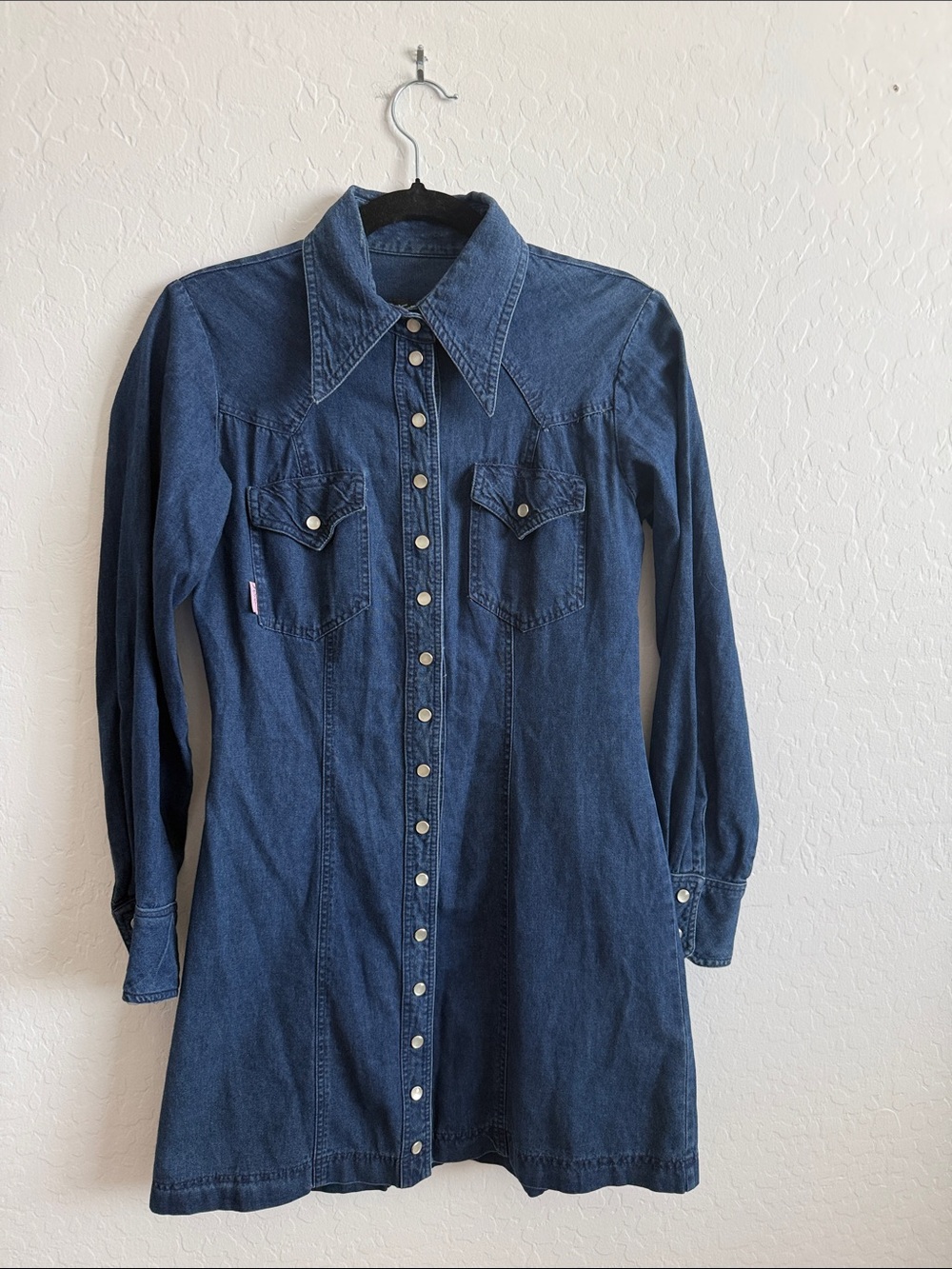 Vintage 1990s Betsey Johnson Dark Blue Denim Dress Size Small